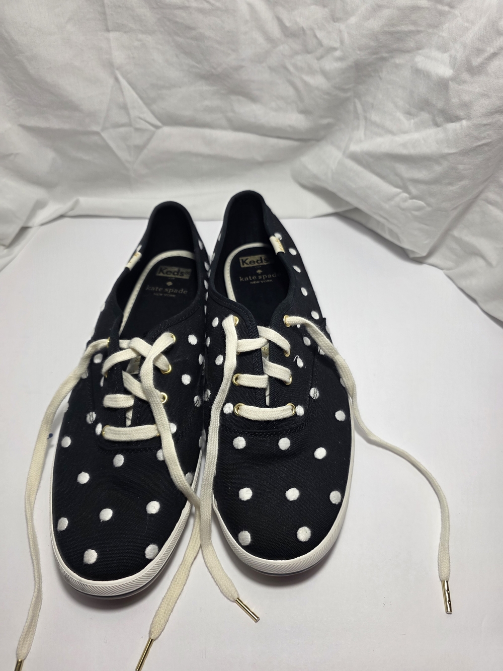 Keds Black Polka Dot Sneakers with Cream Laces